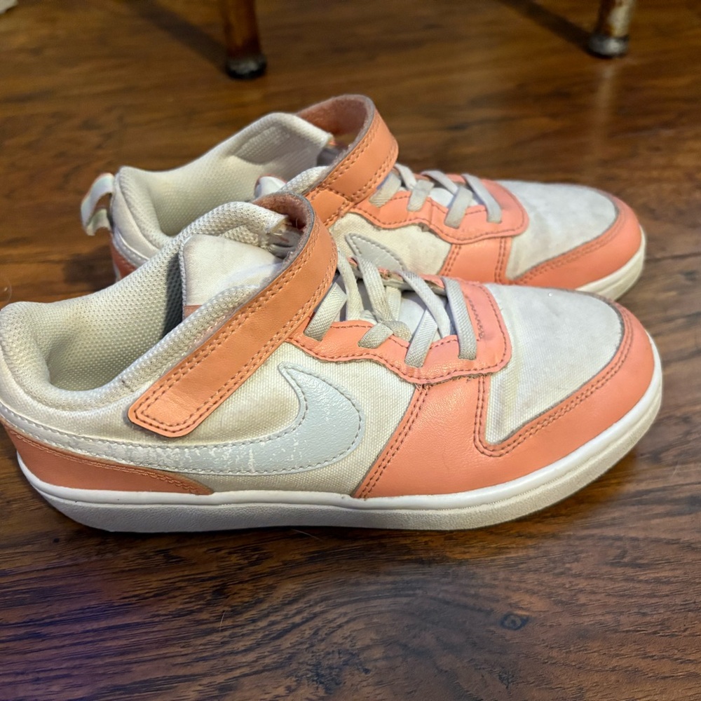 Nike Orange and White Sneakers with Velcro Strap